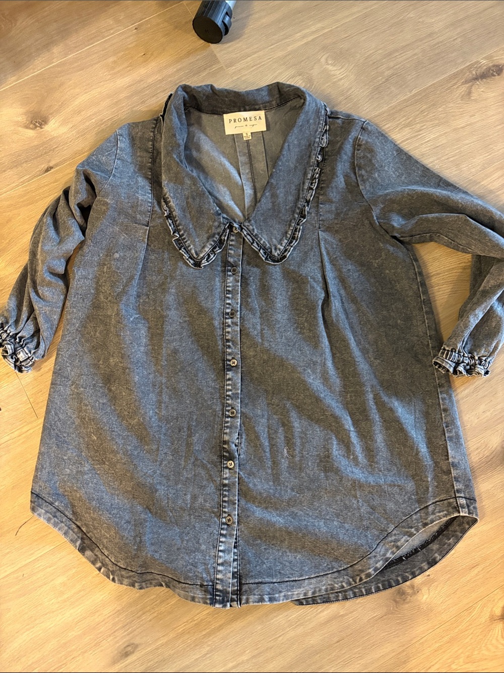 Promesa Washed Charcoal Black Denim tunic small